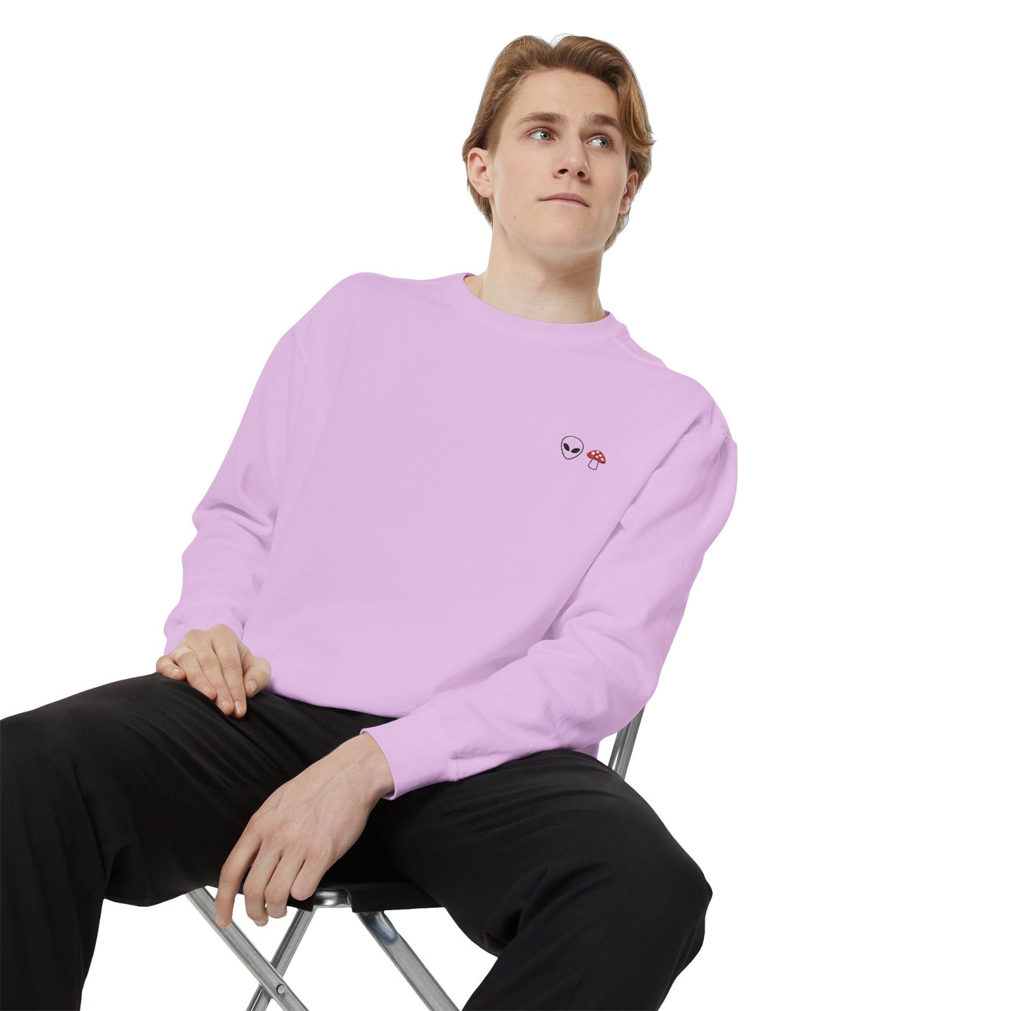 GnomeNebula™ Embroidered Alien & Mushroom Sweatshirt — Premium Minimal Streetwear
