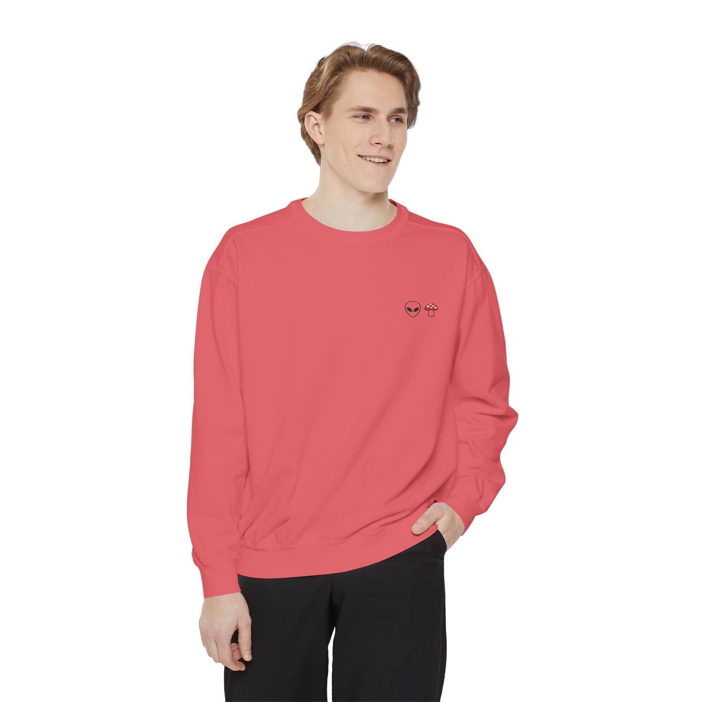 GnomeNebula™ Embroidered Alien & Mushroom Sweatshirt — Premium Minimal Streetwear