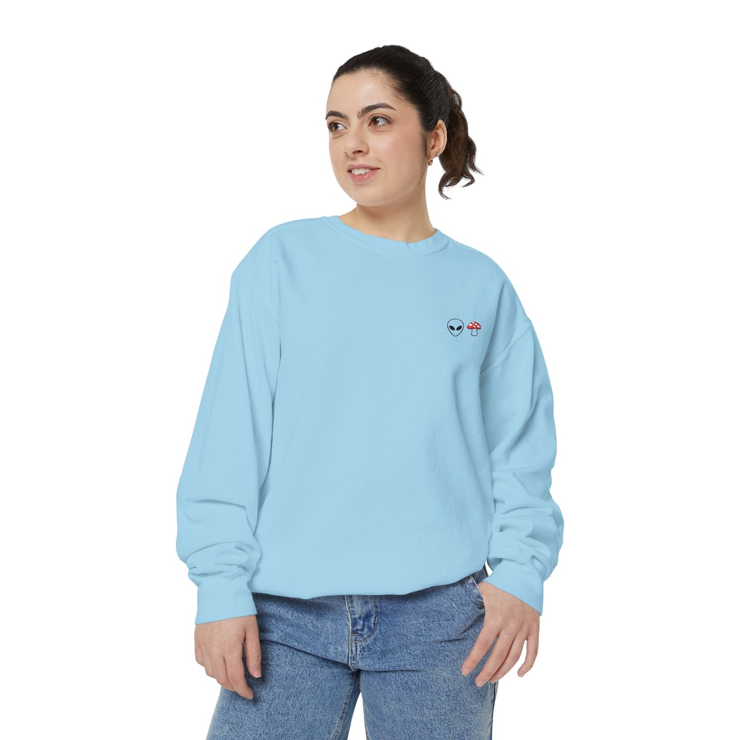 GnomeNebula™ Embroidered Alien & Mushroom Sweatshirt — Premium Minimal Streetwear