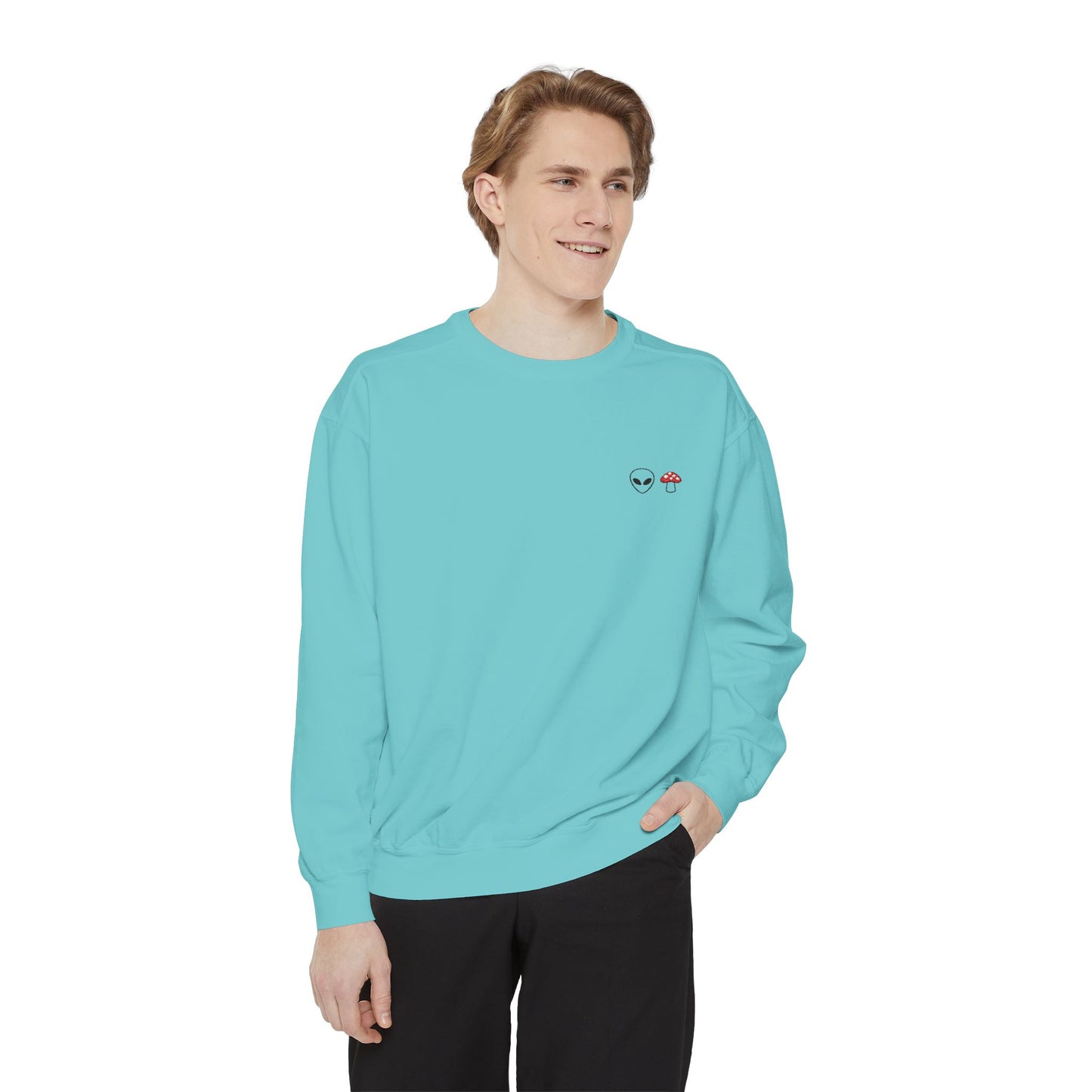 GnomeNebula™ Embroidered Alien & Mushroom Sweatshirt — Premium Minimal Streetwear