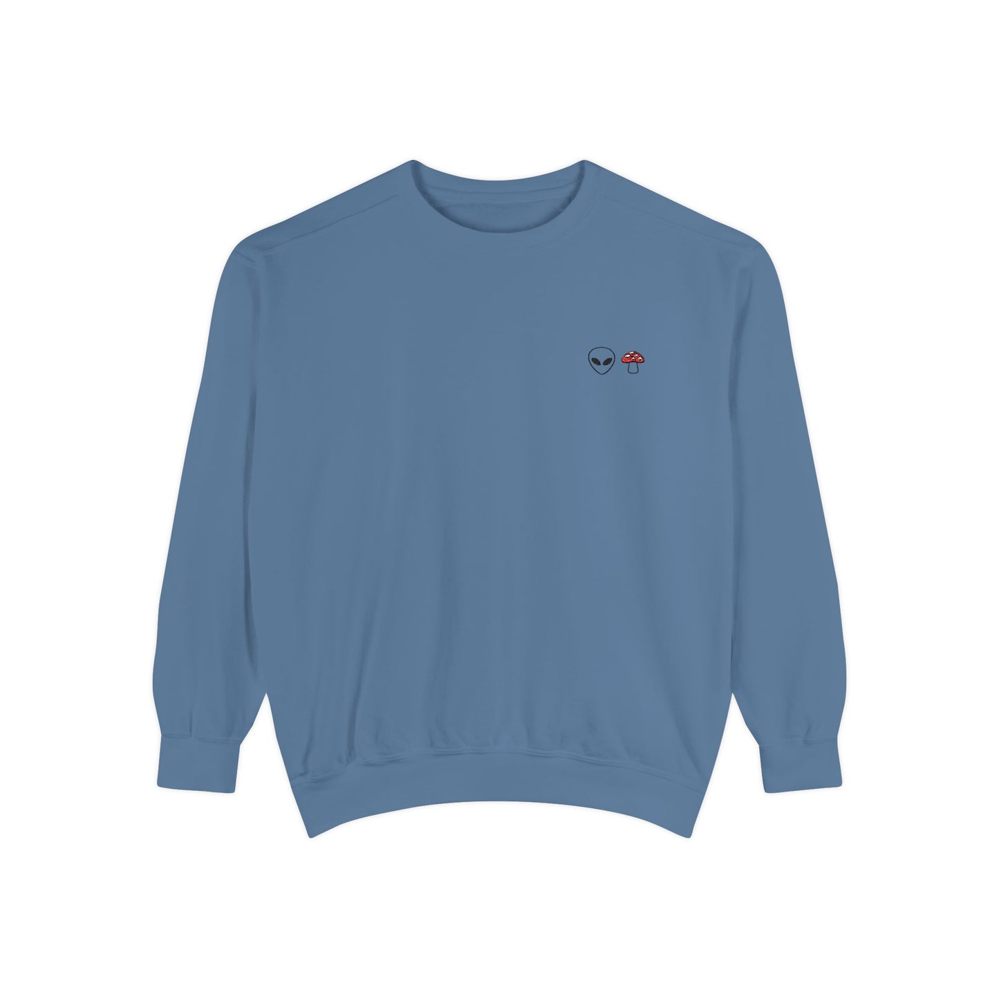 GnomeNebula™ Embroidered Alien & Mushroom Sweatshirt — Premium Minimal Streetwear