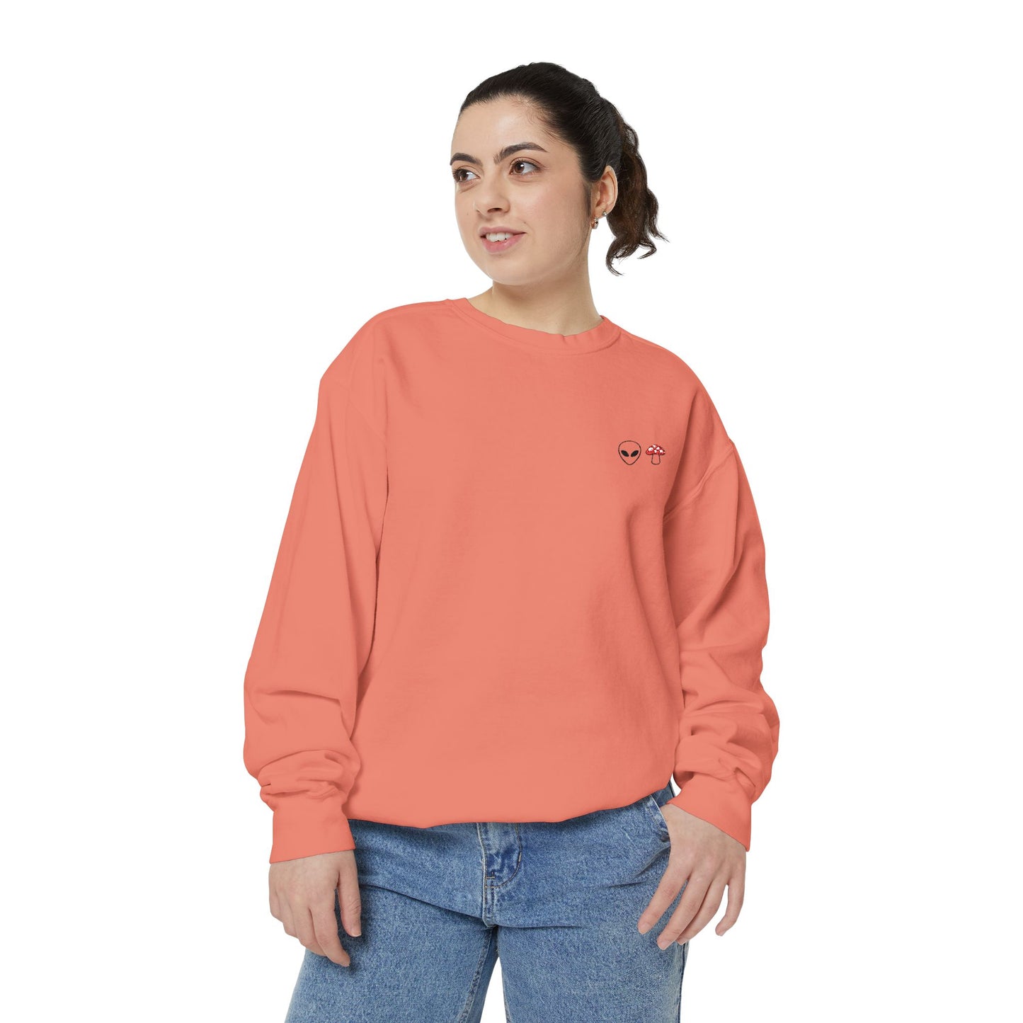 GnomeNebula™ Embroidered Alien & Mushroom Sweatshirt — Premium Minimal Streetwear