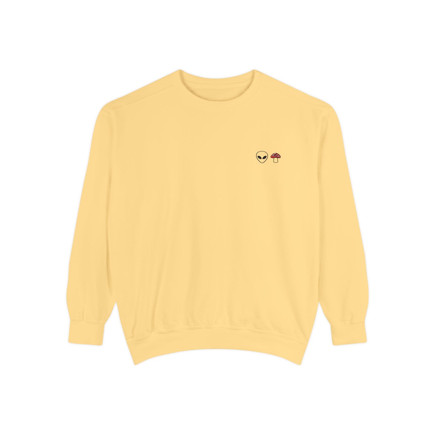 GnomeNebula™ Embroidered Alien & Mushroom Sweatshirt — Premium Minimal Streetwear