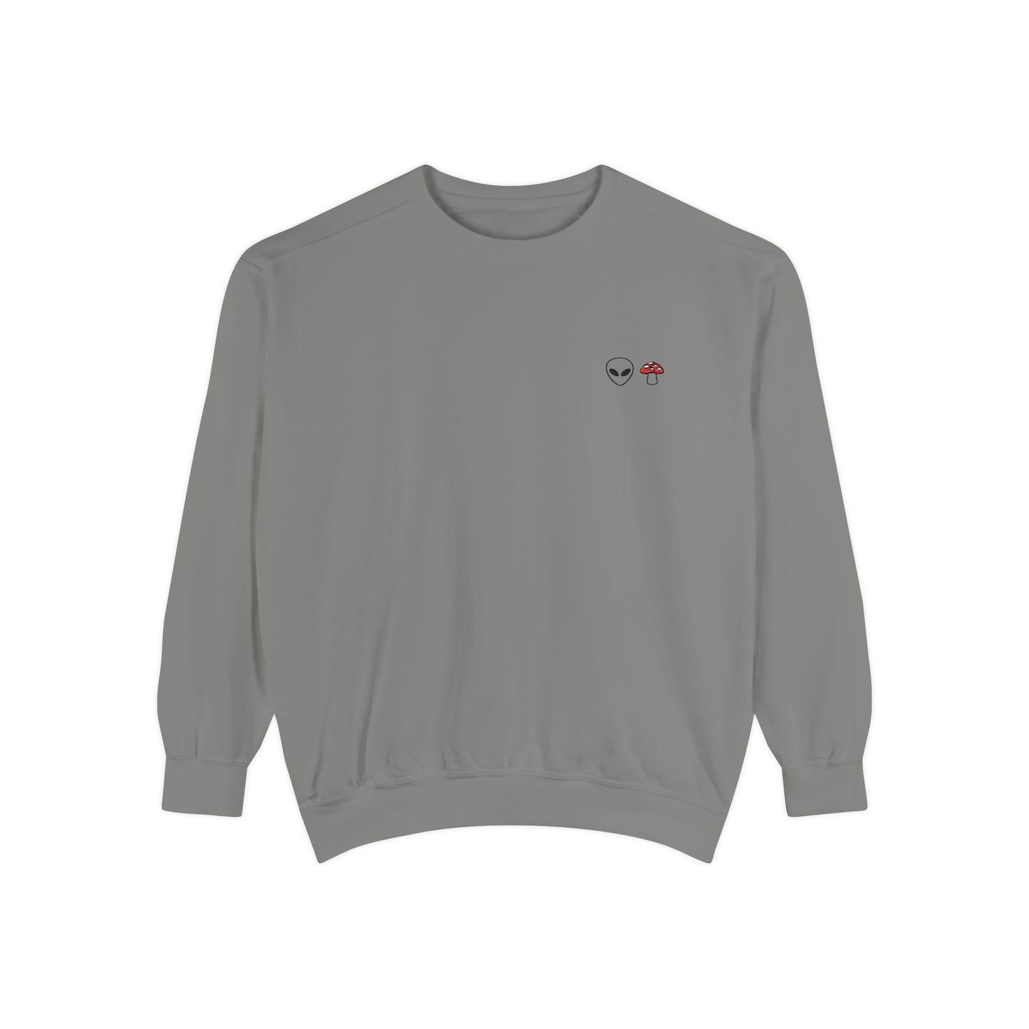 GnomeNebula™ Embroidered Alien & Mushroom Sweatshirt — Premium Minimal Streetwear