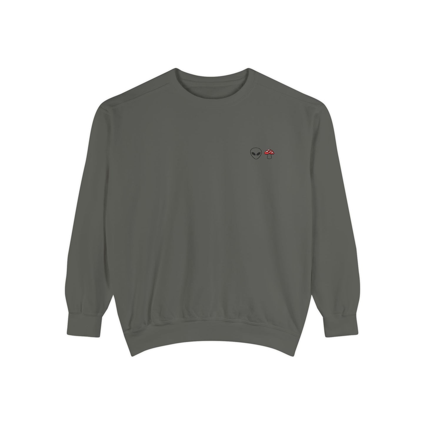 GnomeNebula™ Embroidered Alien & Mushroom Sweatshirt — Premium Minimal Streetwear
