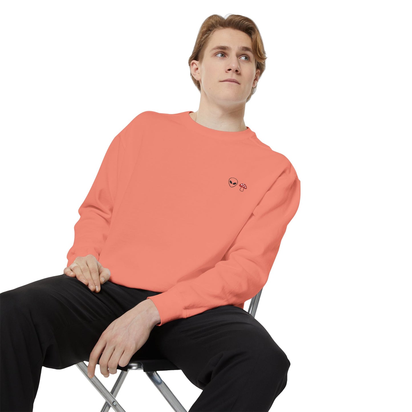 GnomeNebula™ Embroidered Alien & Mushroom Sweatshirt — Premium Minimal Streetwear
