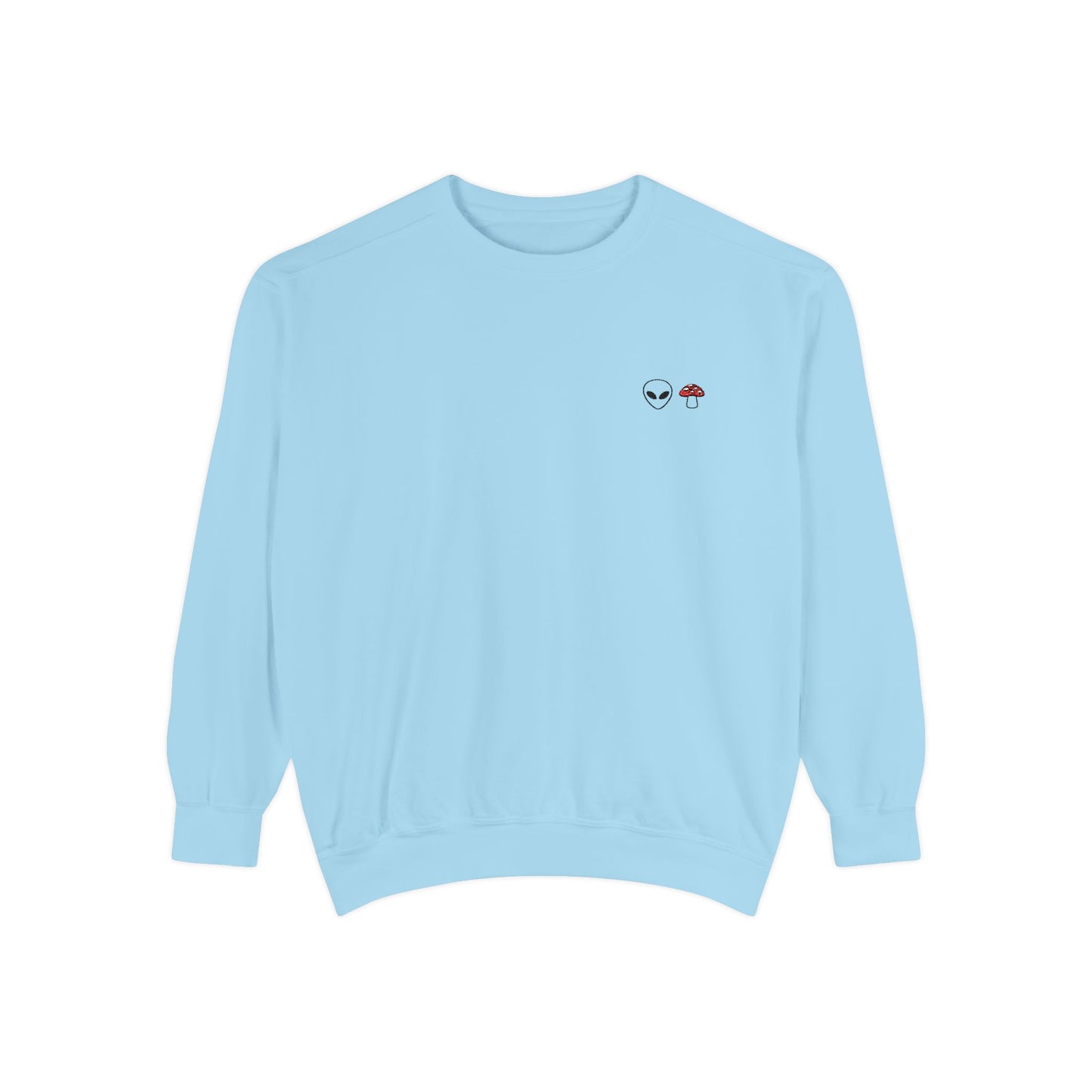 GnomeNebula™ Embroidered Alien & Mushroom Sweatshirt — Premium Minimal Streetwear