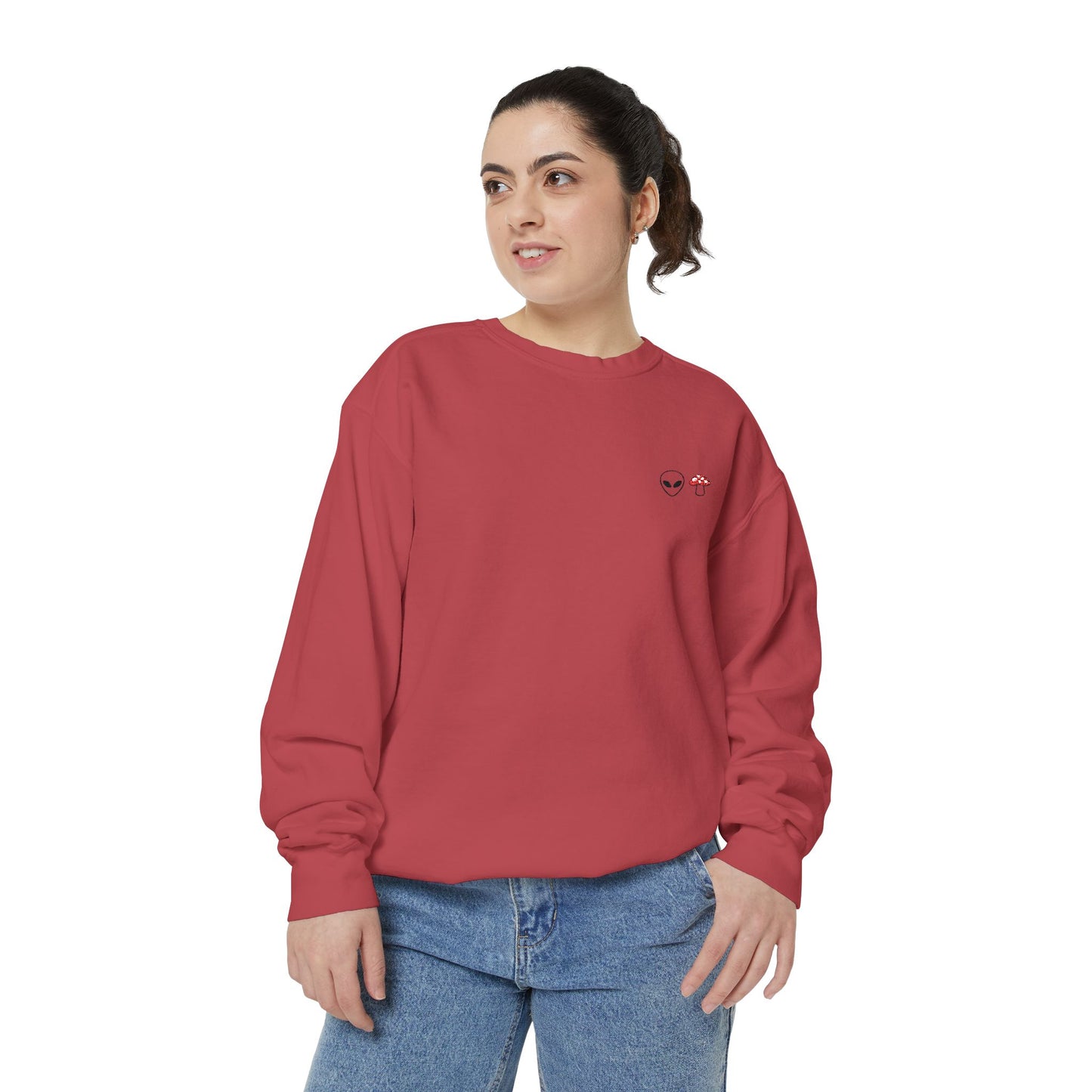 GnomeNebula™ Embroidered Alien & Mushroom Sweatshirt — Premium Minimal Streetwear