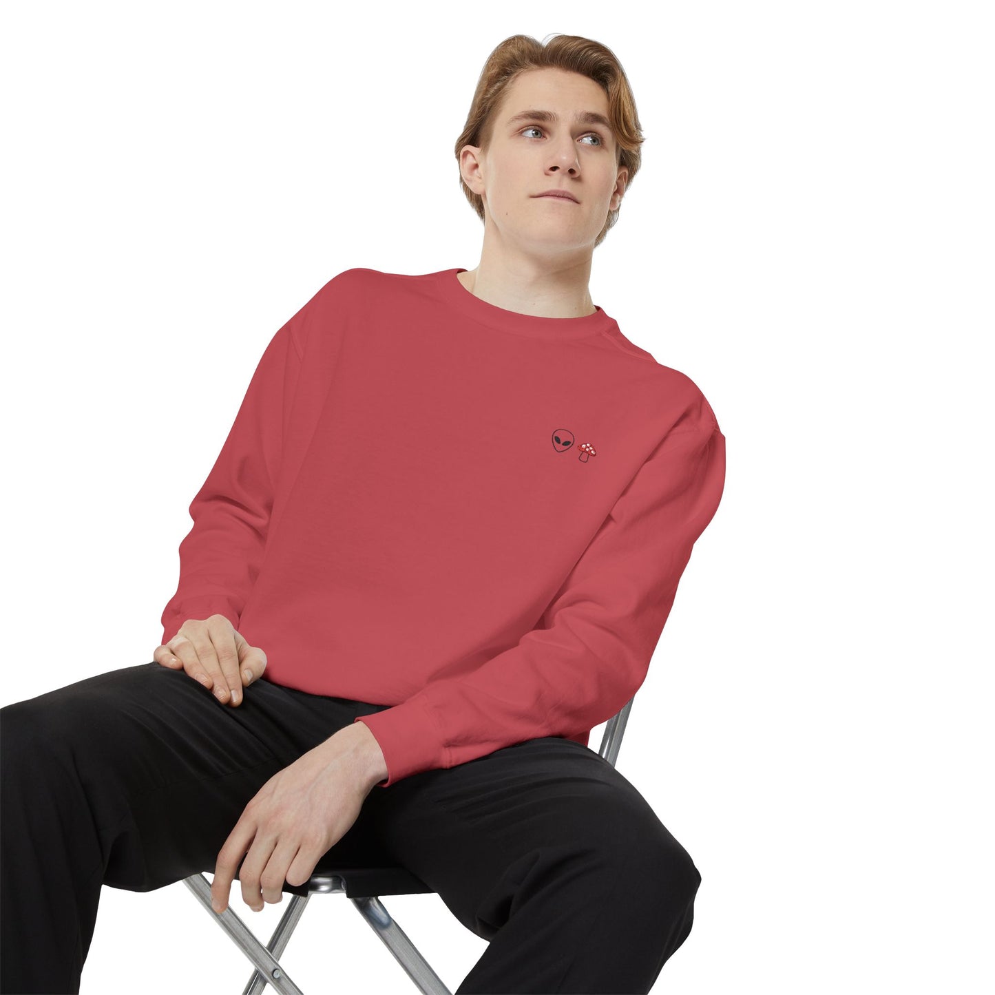 GnomeNebula™ Embroidered Alien & Mushroom Sweatshirt — Premium Minimal Streetwear