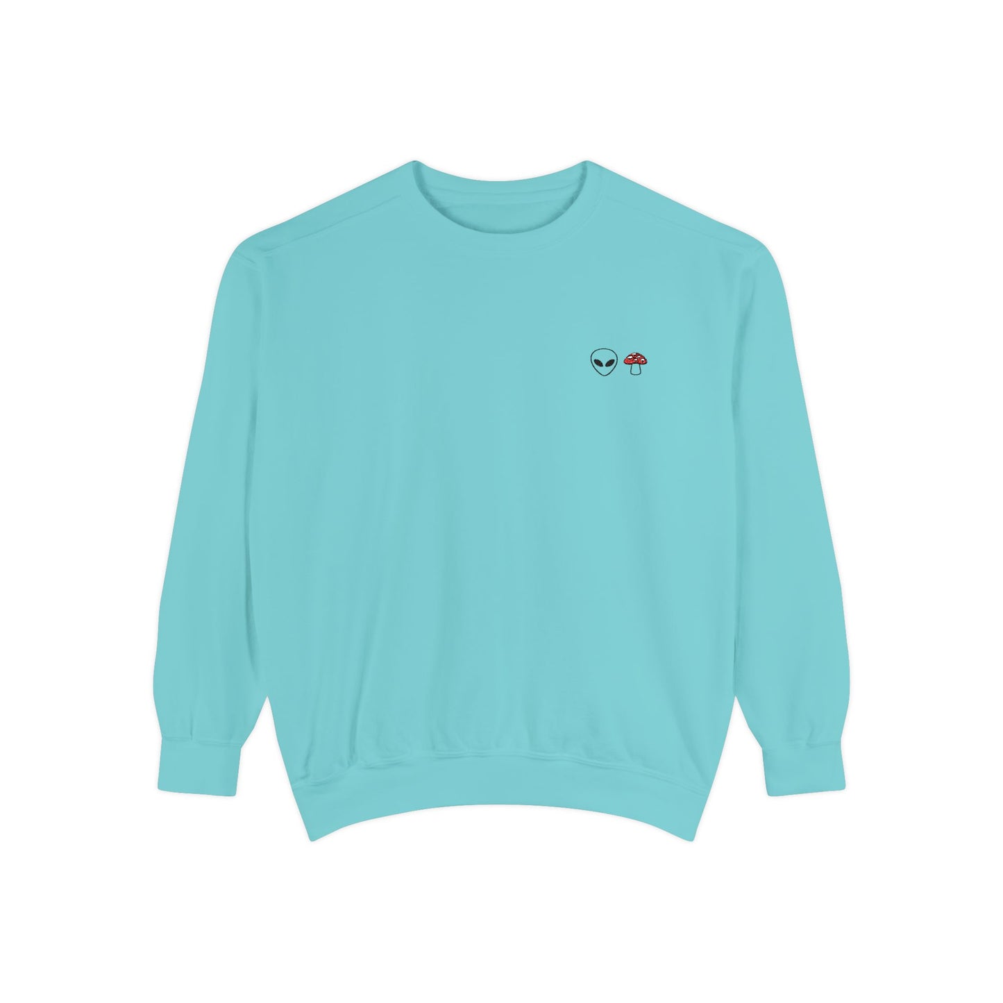 GnomeNebula™ Embroidered Alien & Mushroom Sweatshirt — Premium Minimal Streetwear
