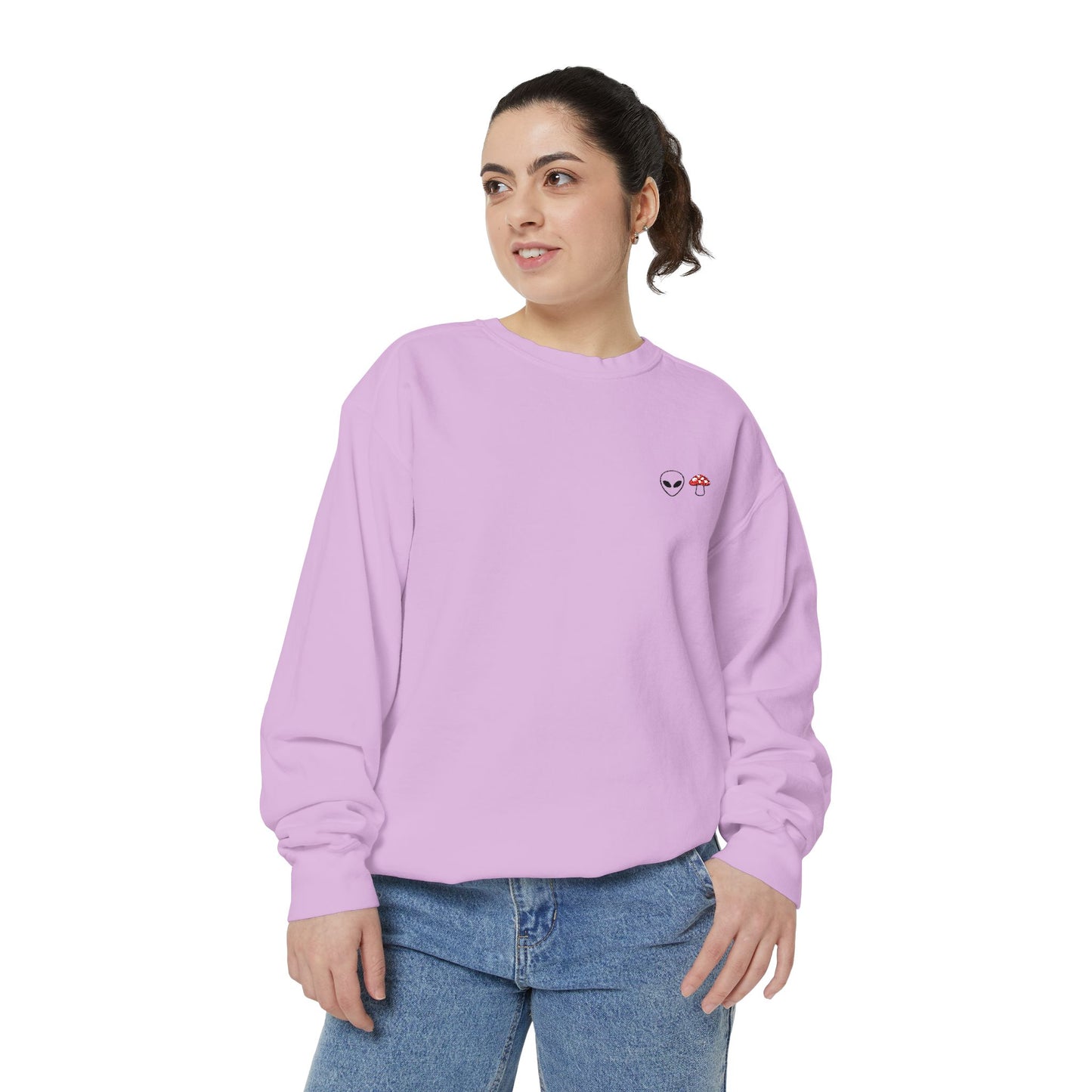 GnomeNebula™ Embroidered Alien & Mushroom Sweatshirt — Premium Minimal Streetwear