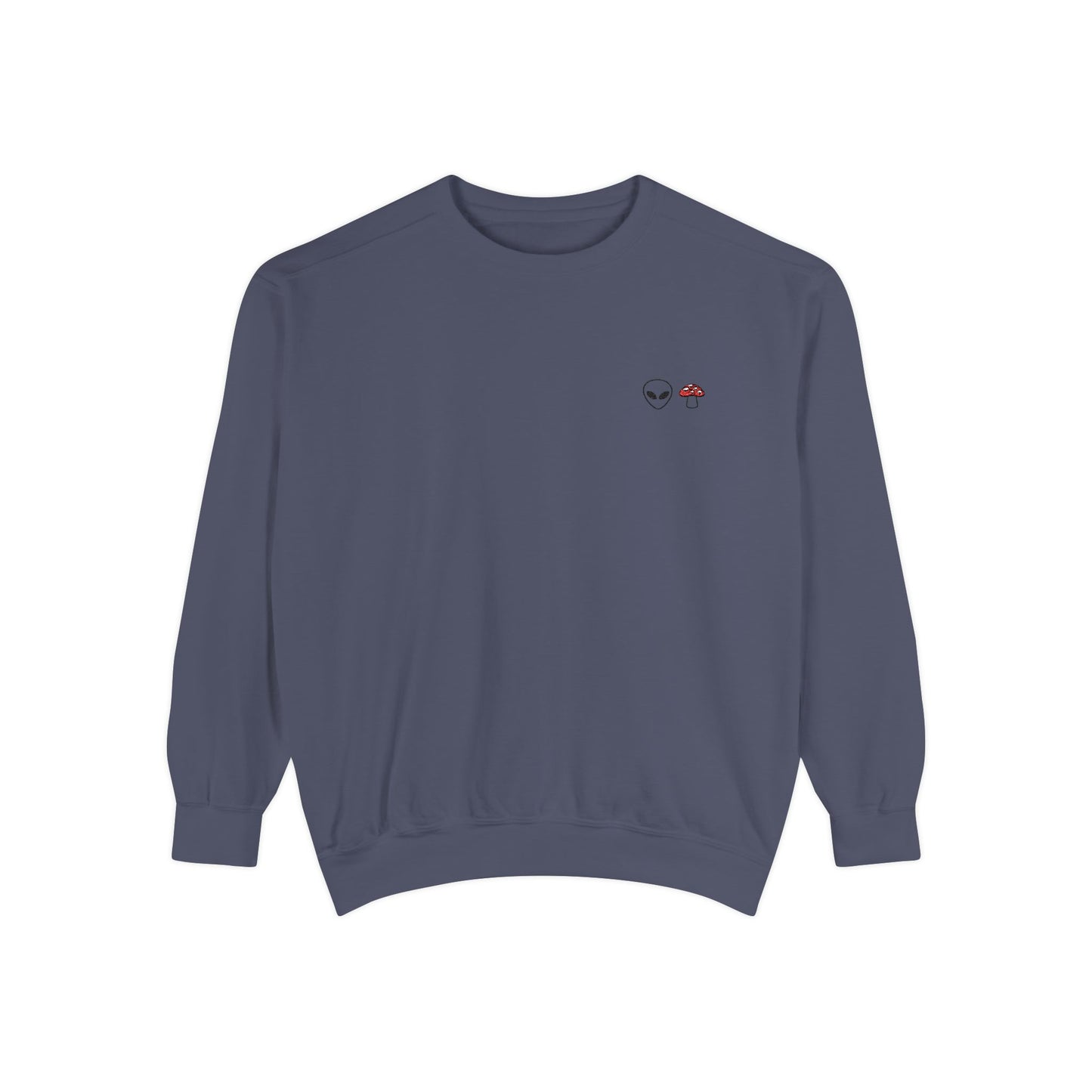 GnomeNebula™ Embroidered Alien & Mushroom Sweatshirt — Premium Minimal Streetwear