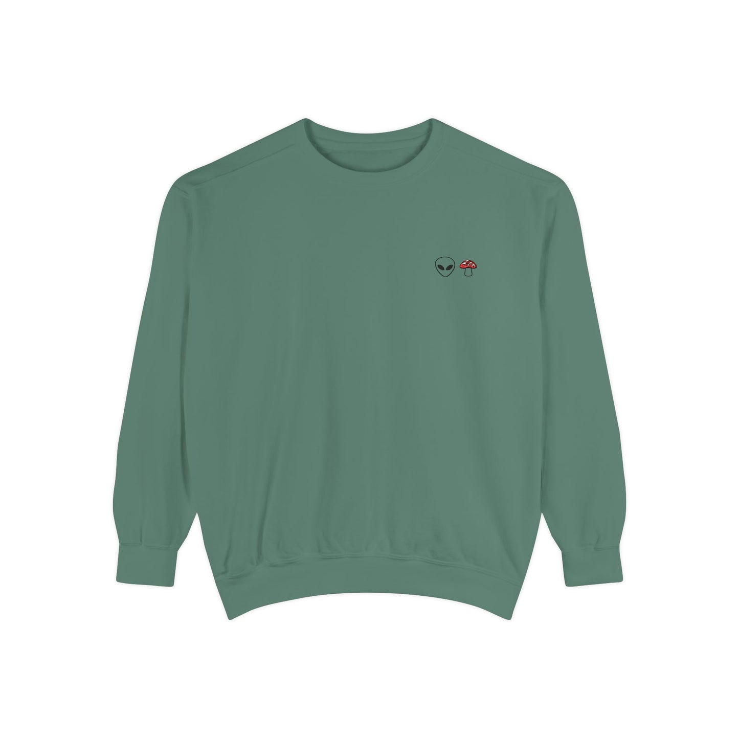 GnomeNebula™ Embroidered Alien & Mushroom Sweatshirt — Premium Minimal Streetwear