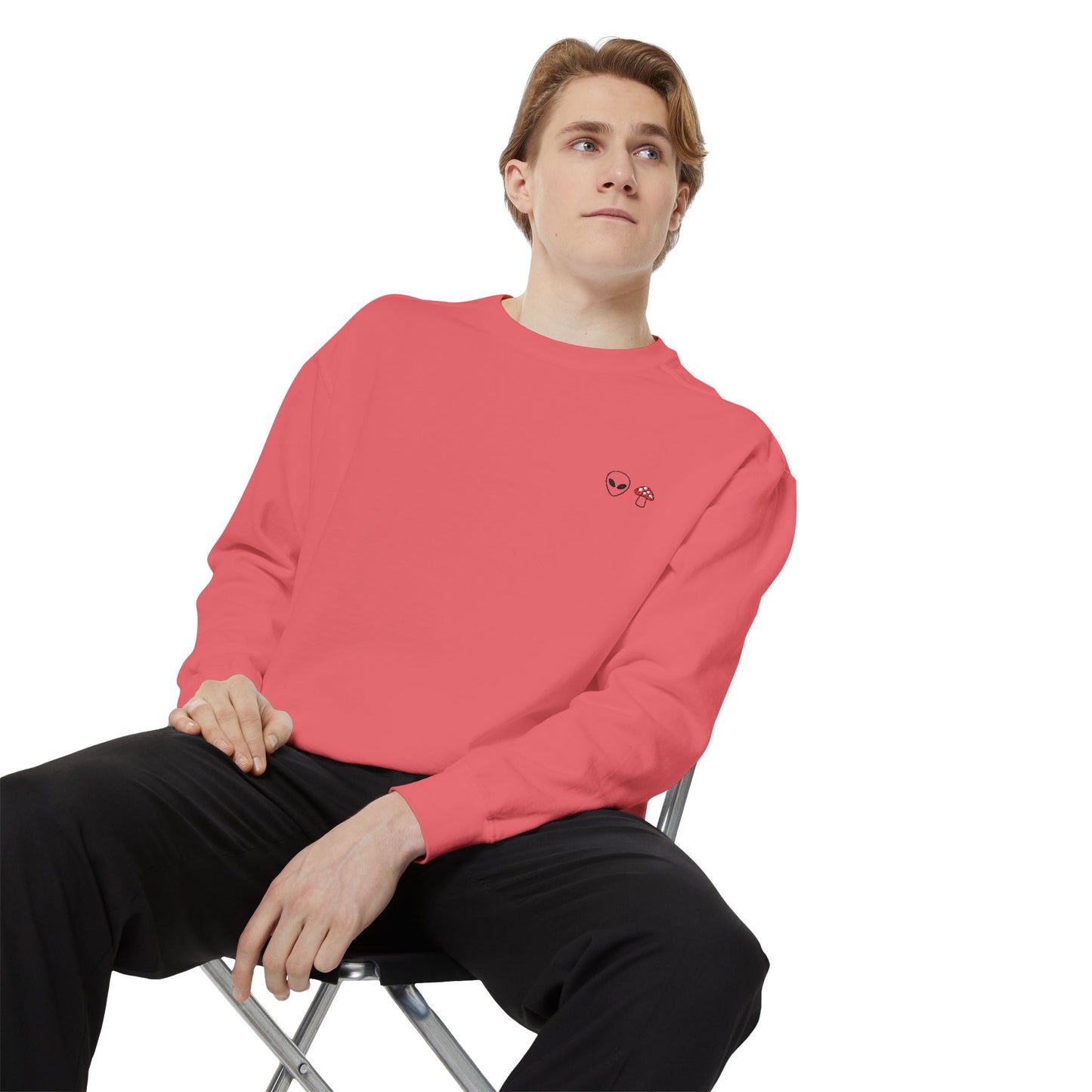 GnomeNebula™ Embroidered Alien & Mushroom Sweatshirt — Premium Minimal Streetwear