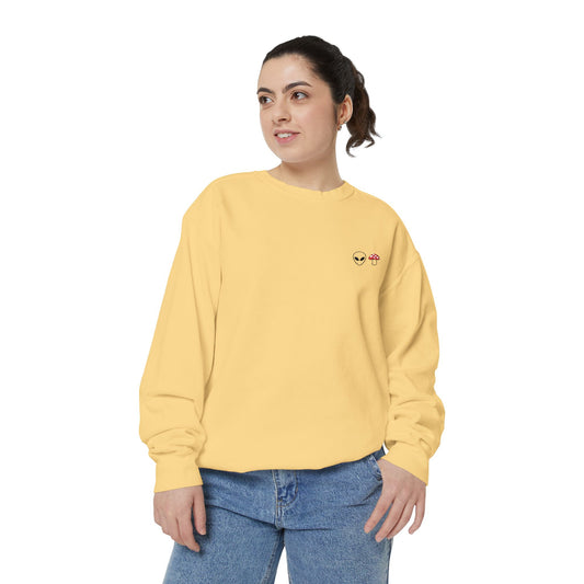 GnomeNebula™ Embroidered Alien & Mushroom Sweatshirt — Premium Minimal Streetwear