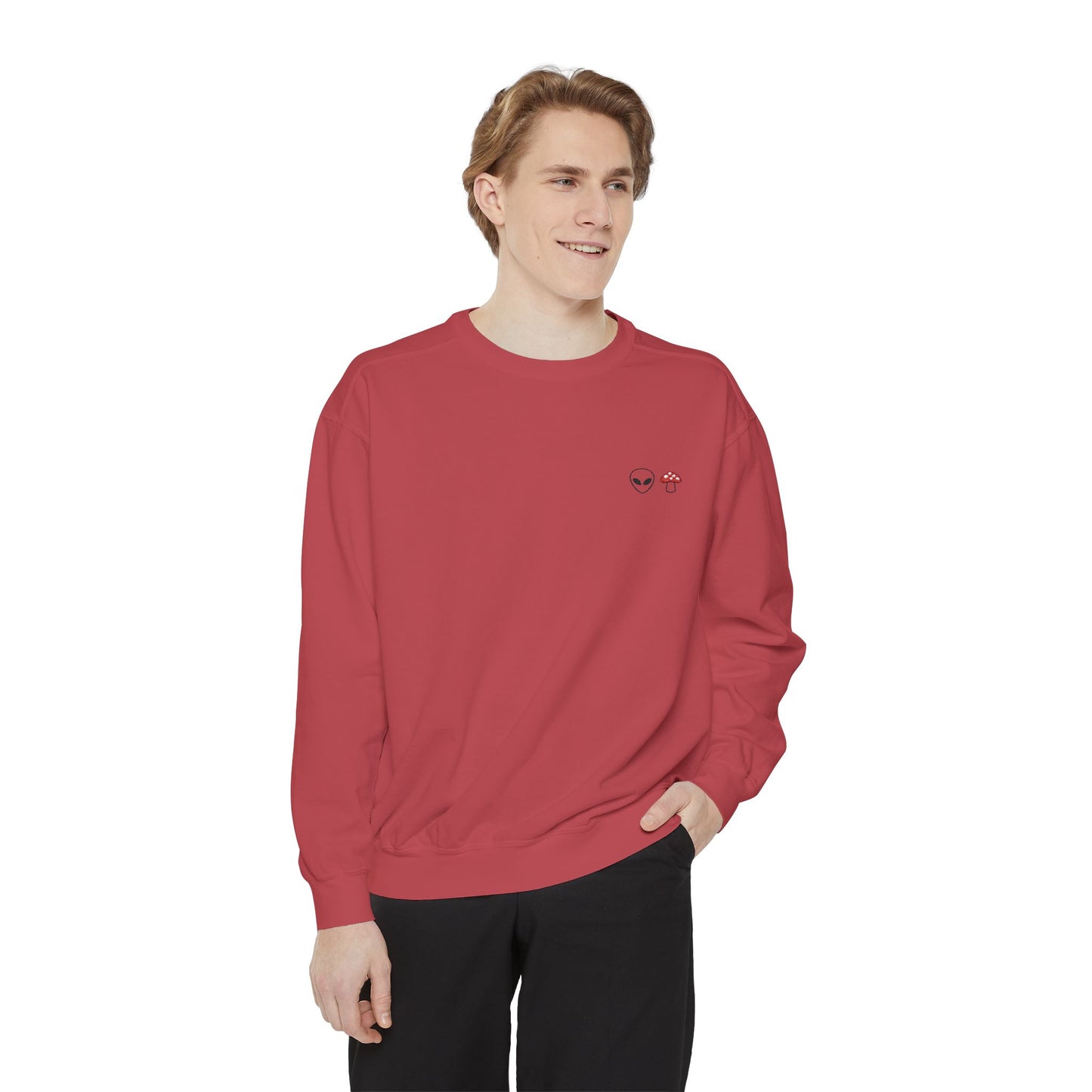 GnomeNebula™ Embroidered Alien & Mushroom Sweatshirt — Premium Minimal Streetwear