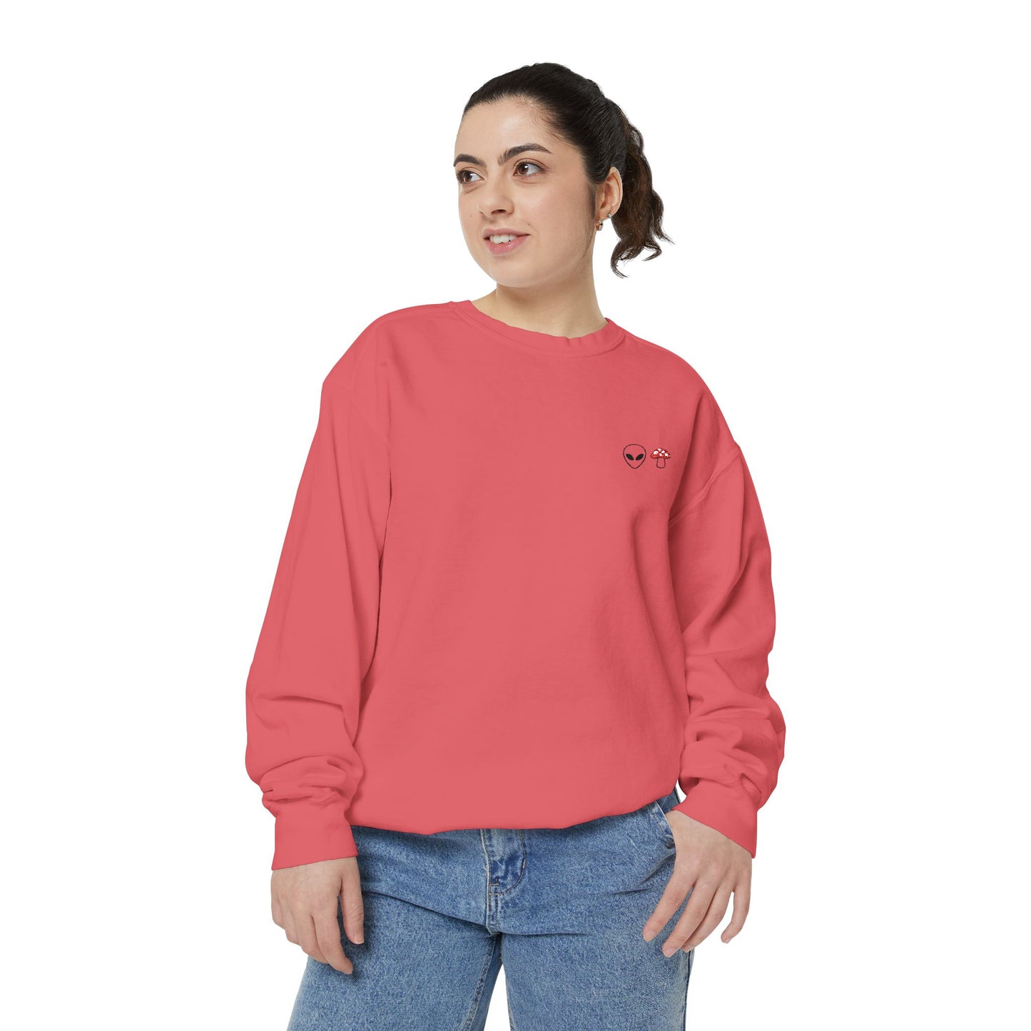 GnomeNebula™ Embroidered Alien & Mushroom Sweatshirt — Premium Minimal Streetwear