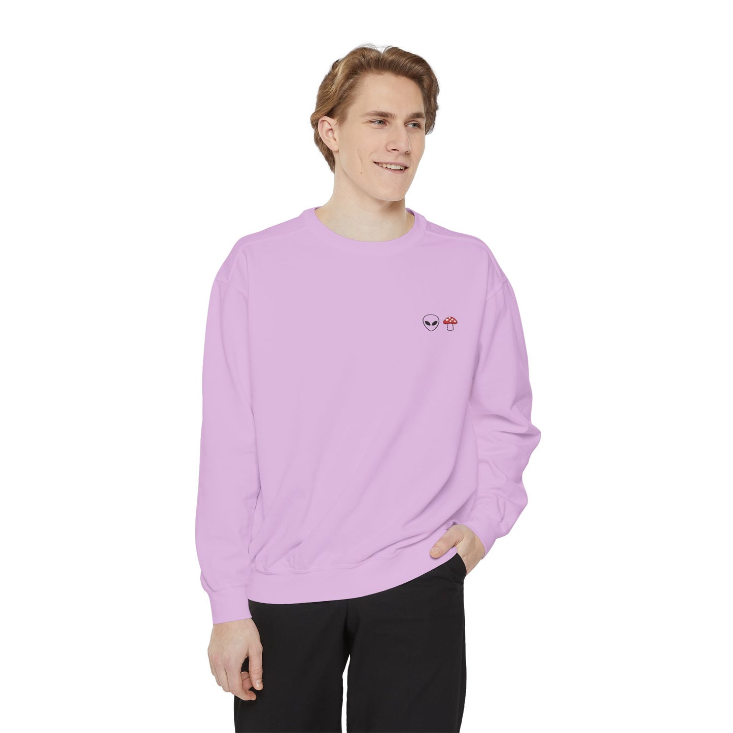 GnomeNebula™ Embroidered Alien & Mushroom Sweatshirt — Premium Minimal Streetwear