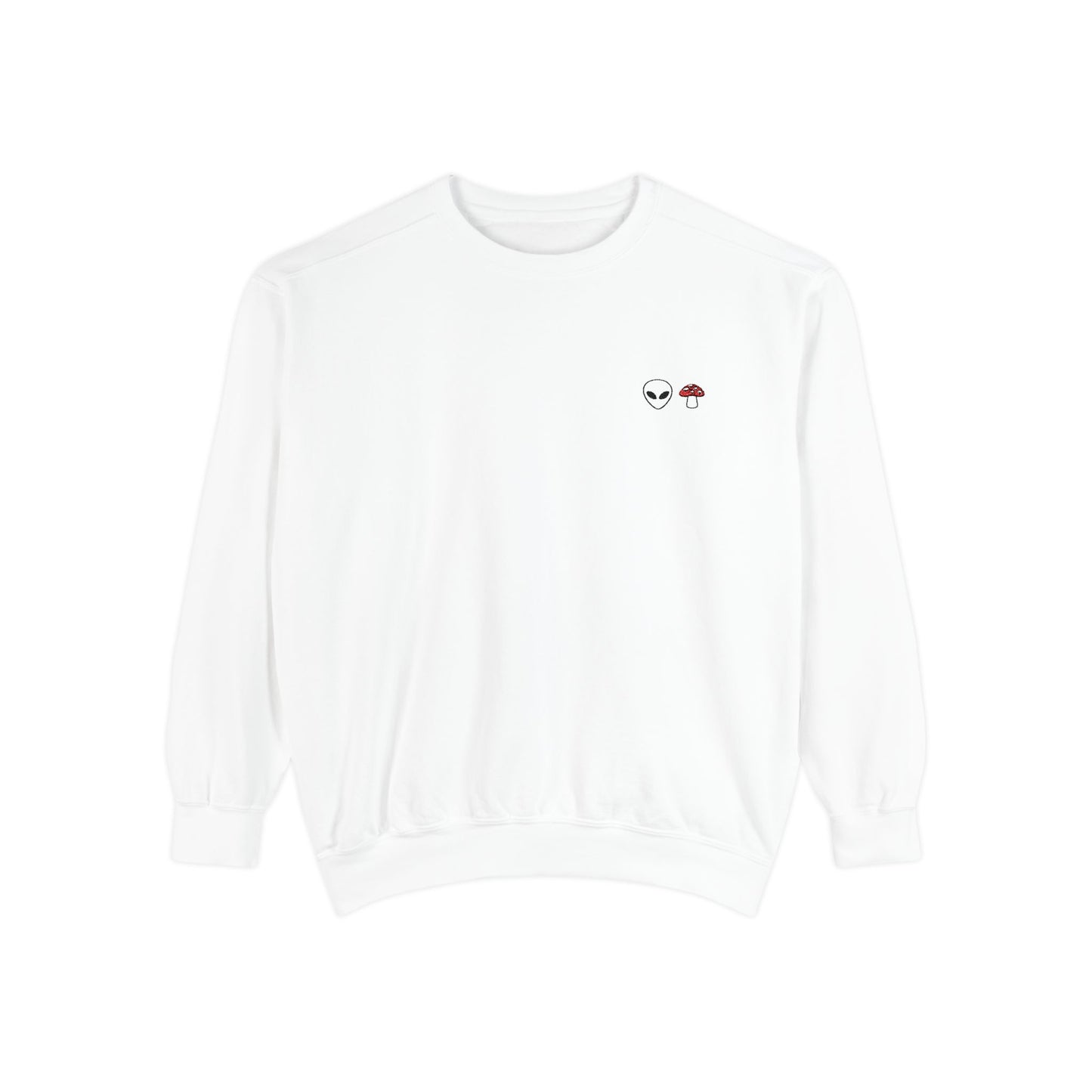 GnomeNebula™ Embroidered Alien & Mushroom Sweatshirt — Premium Minimal Streetwear