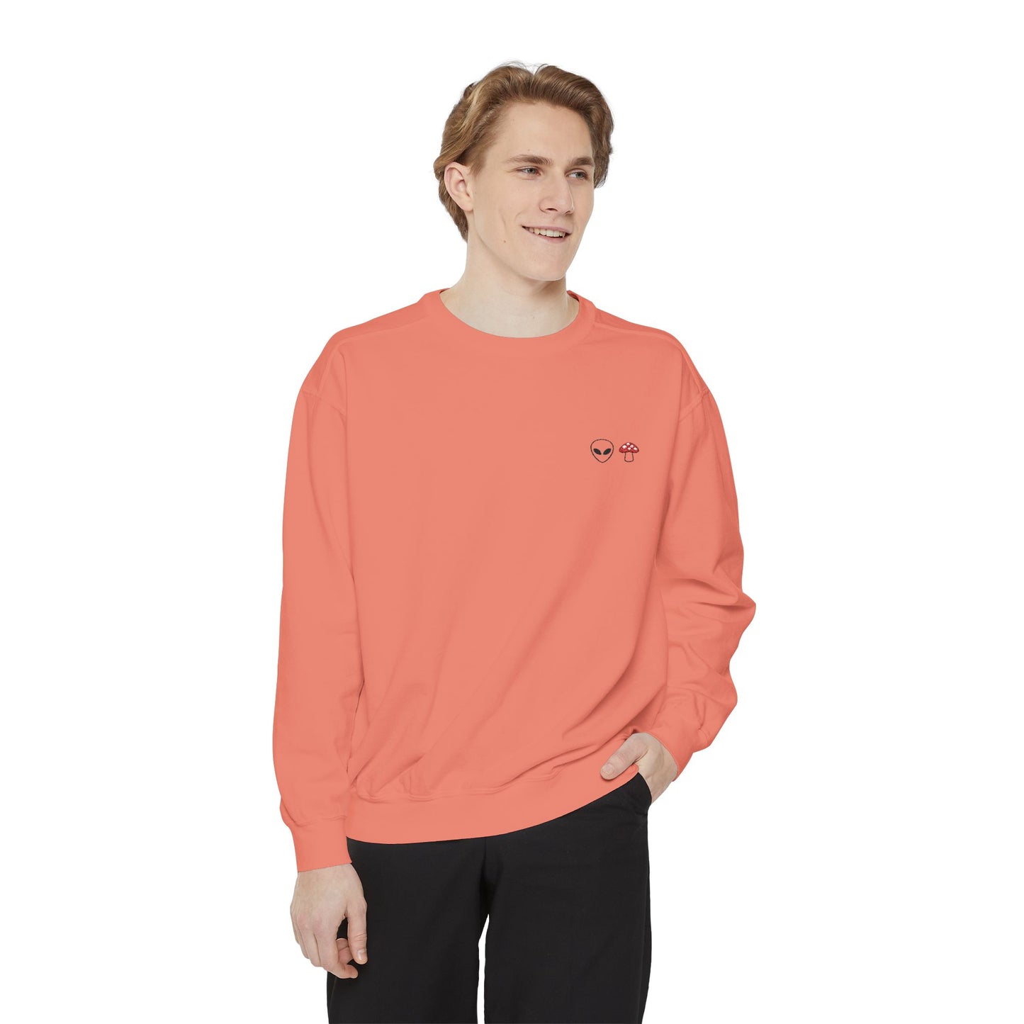 GnomeNebula™ Embroidered Alien & Mushroom Sweatshirt — Premium Minimal Streetwear