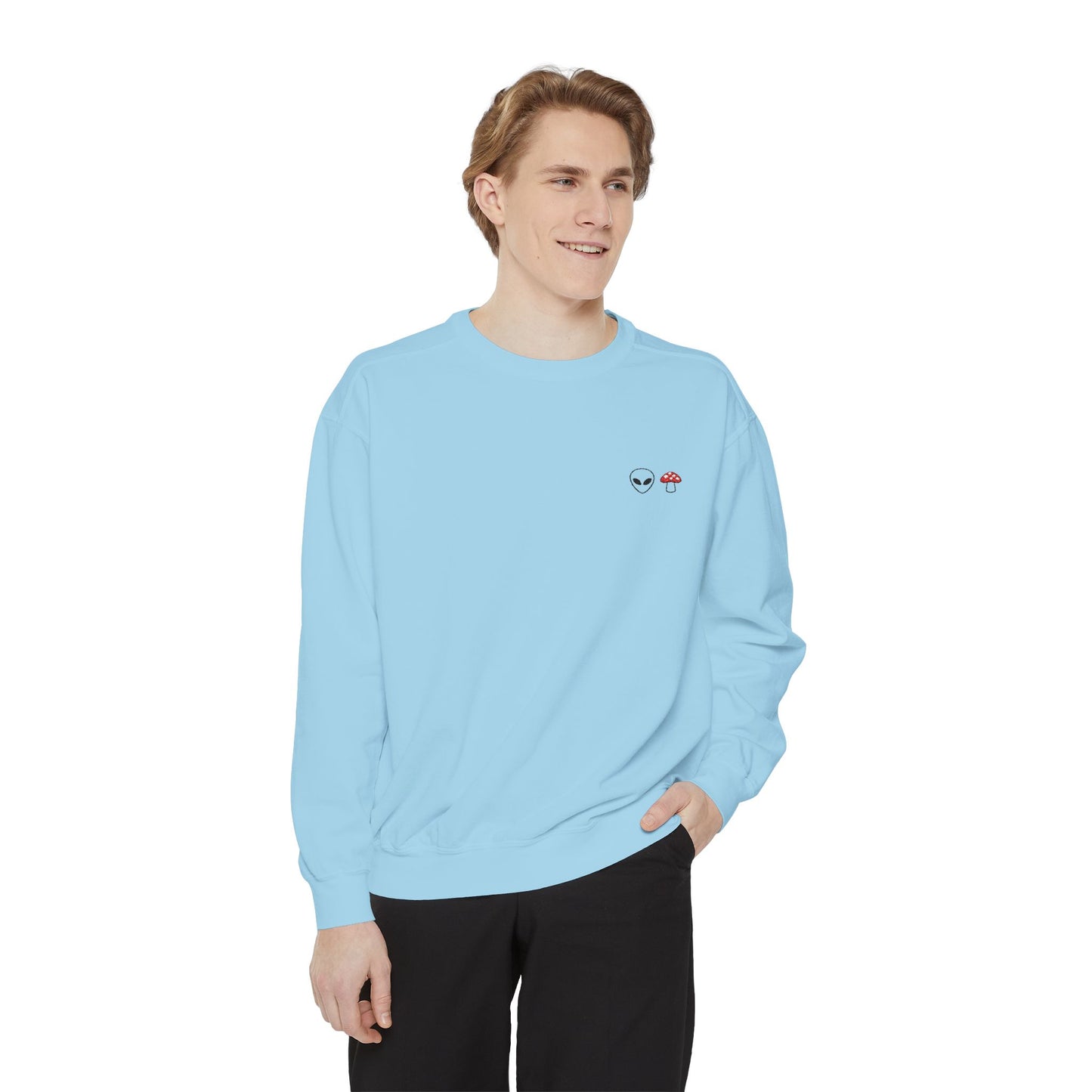 GnomeNebula™ Embroidered Alien & Mushroom Sweatshirt — Premium Minimal Streetwear